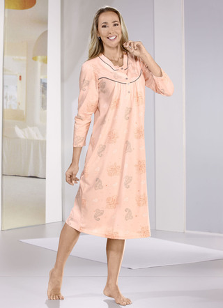 Wadenlanges Nachthemd mit Knopfleiste und langen Ärmeln