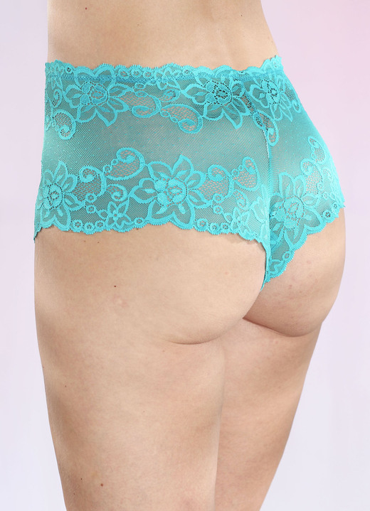 Dessous - Dreierpack Pants aus Elastikspitze, in Größe 036 bis 050, in Farbe TÜRKIS Ansicht 1