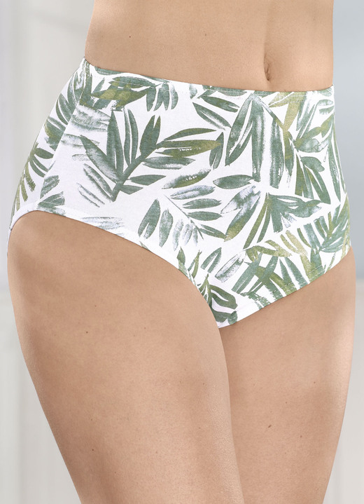 Slips - Viererpack Slips mit hübschem Floraldessin, in Größe 038 bis 054, in Farbe WEISS-GRÜN Ansicht 2