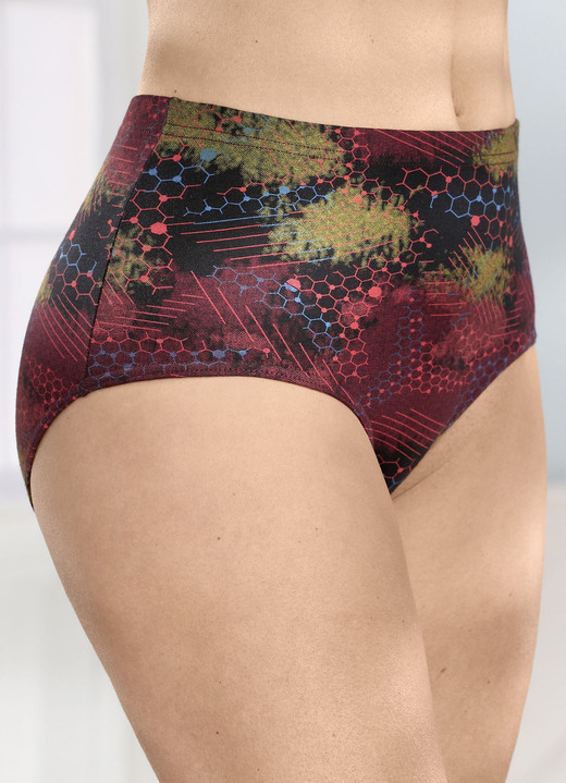 Slips - Viererpack Slips mit buntem Druckdessin Ansicht 2 Slips - Viererpack Slips mit buntem Druckdessin, in Größe 038 bis 056, in Farbe SCHWARZ-BORDEAUX-BUNT Ansicht 2