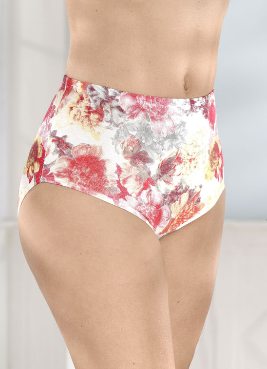Slips - Viererpack Slips mit hübschem Floraldessin Ansicht 1 Slips - Viererpack Slips mit hübschem Floraldessin, in Größe 038 bis 056, in Farbe ECRU-ROT-BUNT Ansicht 1