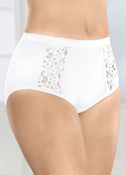 Slips - Viererpack Slips mit Spitzeneinsätzen, in Größe 038 bis 052, in Farbe 2X SCHWARZ, 2X WEISS Ansicht 3