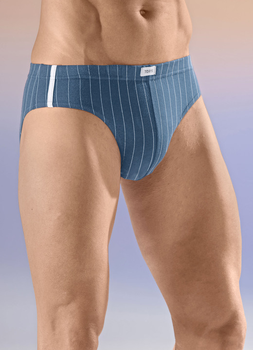 Slips & Unterhosen - Viererpack Slips mit Streifendessin, in Größe 3XL bis XXL, in Farbe 1X MARINE, 1X JEANSBLAU, 1X BORDEAUX, 1X SCHWARZ Ansicht 3