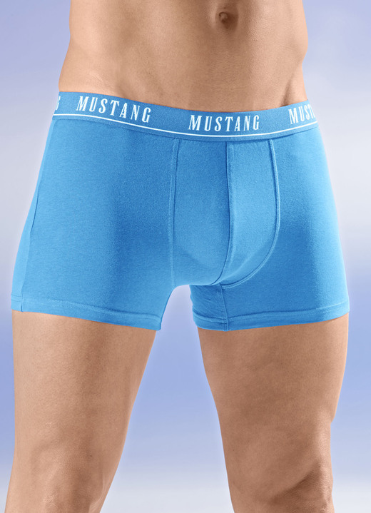Pants & Boxershorts - Mustang Dreierpack Pants mit Elastikbund, in Größe 004 bis 008, in Farbe 1X NAVY, 1X BLAU, 1X TÜRKIS Ansicht 3