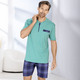 Shortys - Shorty mit Knopfleiste und aufgesetzter Brusttasche – Farbe GRÜN-MARINE – Ansicht 1 Shortys - Shorty mit Knopfleiste und aufgesetzter Brusttasche, in Größe 046 bis 062, in Farbe GRÜN-MARINE – Farbe GRÜN-MARINE – Ansicht 1