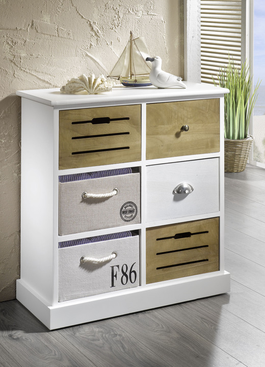 Möbel - Handgefertigte Kommode, in Farbe WEISS-BRAUN, in Ausführung Kommode mit 3 Schubladen Ansicht 3