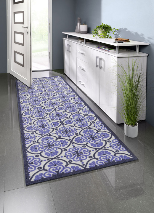 Fußmatten - Fußmatte mit rutschhemmender Latex-Rückseite, in Größe 101 (40x 60 cm) bis 103 (45x145 cm), in Farbe BLAU Ansicht 3