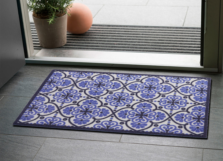 Fußmatten - Fußmatte mit rutschhemmender Latex-Rückseite, in Größe 101 (40x 60 cm) bis 103 (45x145 cm), in Farbe BLAU Ansicht 1