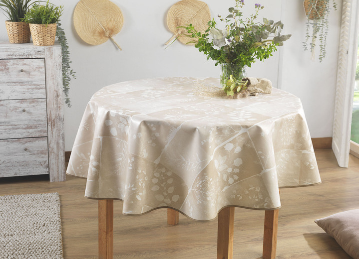 Tischdecken - Wachstuch-Tischdecke in toller Patchwork-Optik, in Größe 108 (Tischdecke, 80/ 80 cm) bis 190 (Tischdecke oval, 140/190 cm), in Farbe BEIGE Ansicht 3