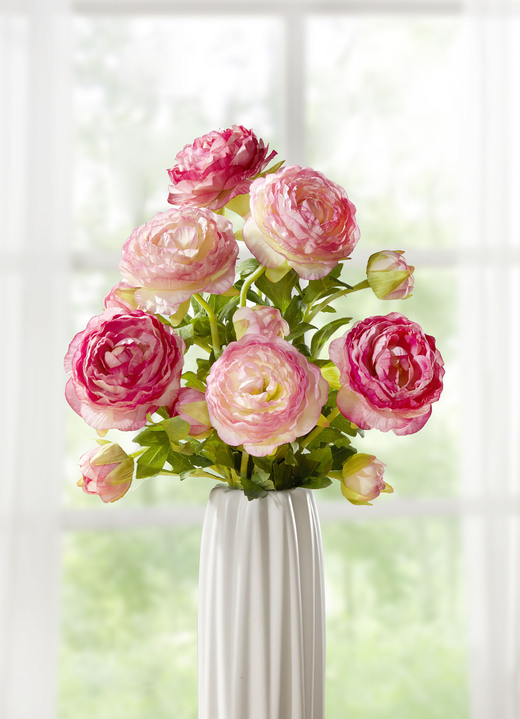Kunst- & Textilpflanzen - Ranunkel-Zweig, 6er-Set, in Farbe ROSA