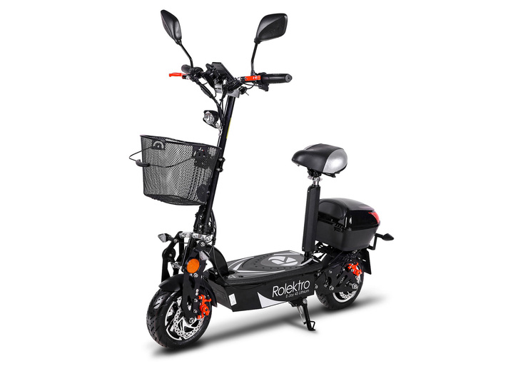 Elektromobilität - Umweltfreundlich unterwegs mit dem Elektroroller E-Joy von Rolektro, in Farbe SCHWARZ, in Ausführung E-Joy 45 mit Lithium-Akku Ansicht 1