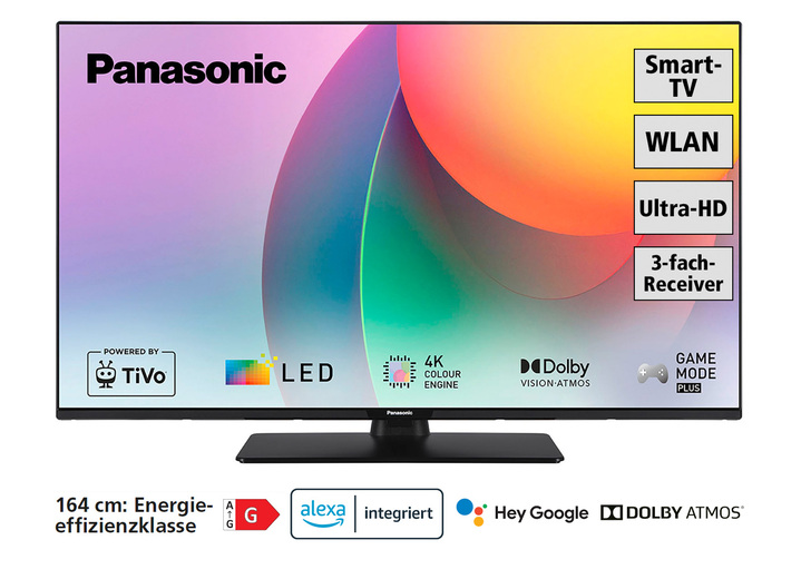 Fernseher - Panasonic 4K-Ultra-HD-LED-Smart-Fernseher Ansicht 2 Fernseher - Panasonic 4K-Ultra-HD-LED-Smart-Fernseher, in Farbe SCHWARZ Ansicht 2