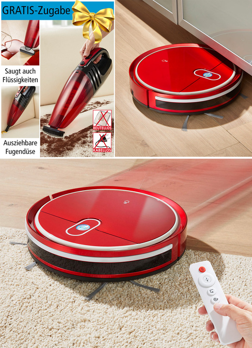 Mit Akku - Saugroboter mit Fernbedienung Ansicht 4 Mit Akku - Saugroboter mit Fernbedienung, in Farbe ROT Ansicht 4