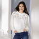 Langarm - Sweatshirt mit aufwendiger Lochstickerei – Farbe ECRU – Ansicht 1 Langarm - Sweatshirt mit aufwendiger Lochstickerei, in Größe 036 bis 052, in Farbe ECRU – Farbe ECRU – Ansicht 1