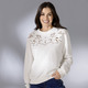 Langarm - Sweatshirt mit aufwendiger Lochstickerei – Farbe ECRU – Ansicht 2 Langarm - Sweatshirt mit aufwendiger Lochstickerei, in Größe 036 bis 052, in Farbe ECRU – Farbe ECRU – Ansicht 2