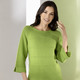 3/4-Arm - Pullover mit Strukturstreifen – Farbe APFELGRÜN – Ansicht 1 3/4-Arm - Pullover mit Strukturstreifen, in Größe 036 bis 052, in Farbe APFELGRÜN – Farbe APFELGRÜN – Ansicht 1