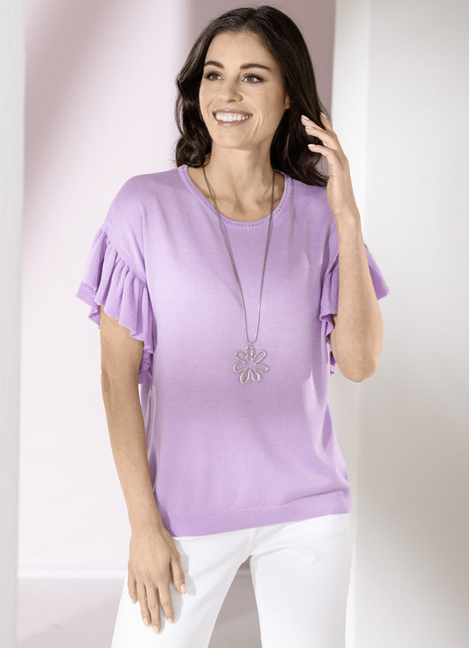 Kurzarm - Pulli in weich fließender Qualität, in Größe L(44/46) bis XS(32/34), in Farbe WEISS Ansicht 2