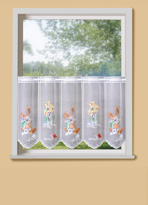 Kurzgardinen - Handkolorierter Kurzstore, in Größe 788 (H45xB 96 cm) bis 858 (H60xB144 cm), in Farbe WEISS-BUNT