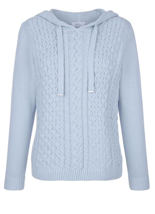 Langarm - Kapuzenpullover aus reiner Baumwolle Ansicht 3 Langarm - Kapuzenpullover aus reiner Baumwolle, in Größe 038 bis 052, in Farbe HELLBLAU Ansicht 3