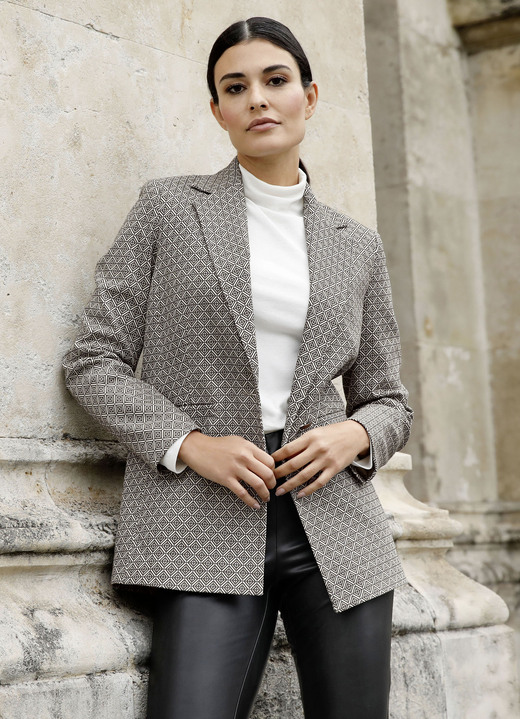 Blazer - Blazer mit grafischem Dessin Ansicht 2 Blazer - Blazer mit grafischem Dessin, in Größe 020 bis 052, in Farbe CAMEL-SCHWARZ Ansicht 2