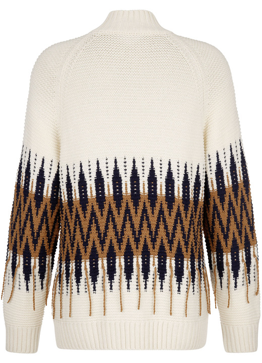 Langarm - Pullover in Biesenstrick Ansicht 3 Langarm - Pullover in Biesenstrick, in Größe 038 bis 052, in Farbe NATUR-BRAUN-MARINE Ansicht 3