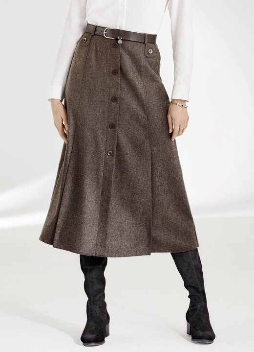 Röcke - Rock mit schmückender Zierknopfblende, in Größe 020 bis 048, in Farbe TAUPE Ansicht 1