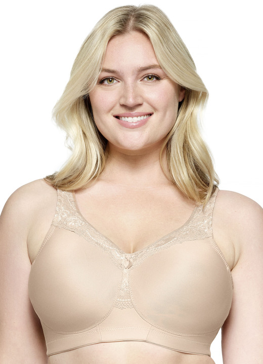 Soft-BH - Glamorise Stütz-BH mit Spitzenbesatz, in Größe 080 bis 115, in Cup C, in Farbe BEIGE Ansicht 1
