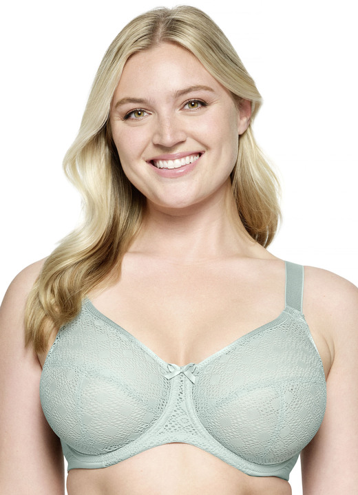 Damenwäsche - Glamorise Bügel-BH mit hübscher Elastikspitze, in Größe 075 bis 110, in Cup G, in Farbe JADE Ansicht 1