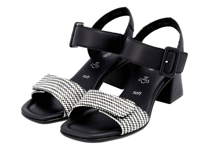 Sandaletten & Pantoletten - Remonte Sandalette mit Flechtdurchzügen, in Größe 036 bis 042, in Farbe SCHWARZ-WEISS Ansicht 1