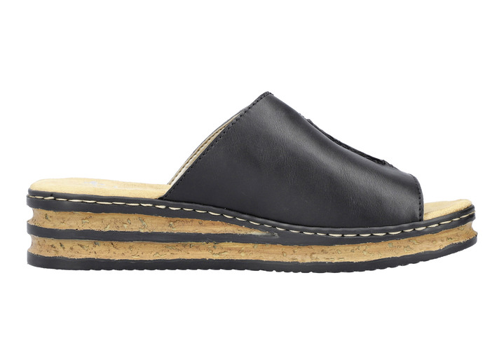 Sandaletten & Pantoletten - Rieker, klassische Damen-Pantoletten, aus Synthetik, in Größe 036 bis 042, in Farbe SCHWARZ Ansicht 2