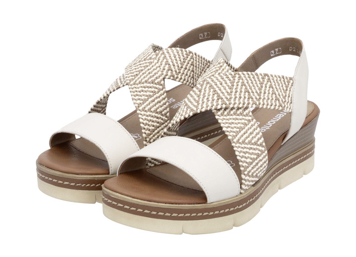 Sandaletten & Pantoletten - Remonte Sandalette mit Flechtdurchzügen, in Größe 036 bis 042, in Farbe HELLBEIGE-SAND Ansicht 1