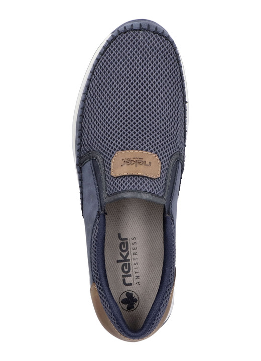 Slipper & Schnürschuhe - Rieker, sommerliche Herren-Slipper, mit Gummizug, in Größe 040 bis 046, in Farbe BLAU-BRAUN Ansicht 3