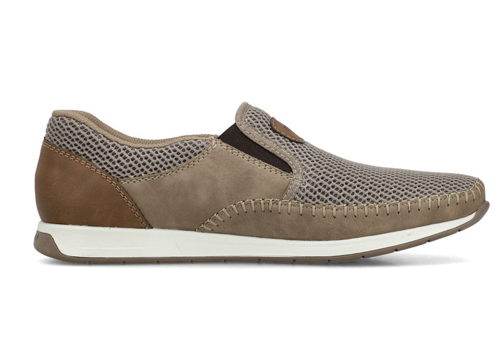 Slipper & Schnürschuhe - Rieker, sommerliche Herren-Slipper, mit Gummizug, in Größe 040 bis 046, in Farbe BLAU-BRAUN Ansicht 8