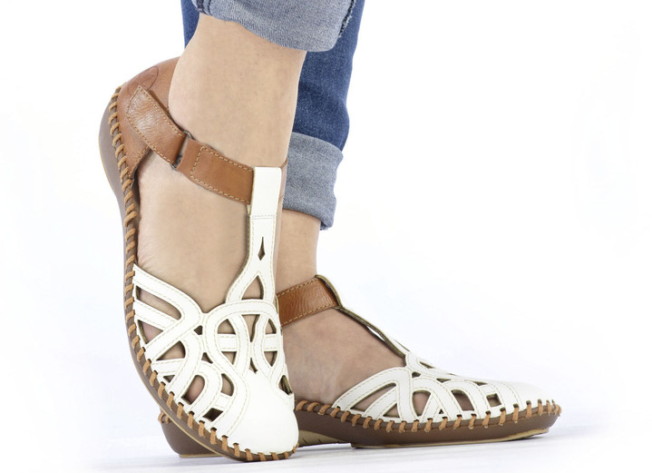 Sandaletten & Pantoletten - Rieker Sandale mit Klettverschluss, in Größe 036 bis 042, in Farbe CREME-COGNAC Ansicht 6