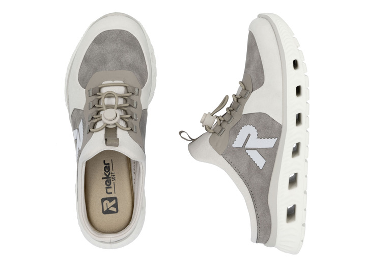 Slipper & Schnürschuhe - Rieker Slipper mit elastischem Schnellschnürsystem mit Stopper, in Größe 036 bis 042, in Farbe EISGRAU-GRAFIT Ansicht 4