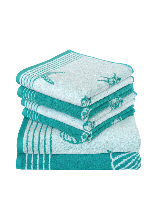 Handtücher - Frottier-Serie von Dyckhoff aus 100% Baumwolle, in Größe 200 (Handtuch, 50x100 cm) bis 204 (Duschtuch, 70x140 cm), in Farbe TÜRKIS Ansicht 2