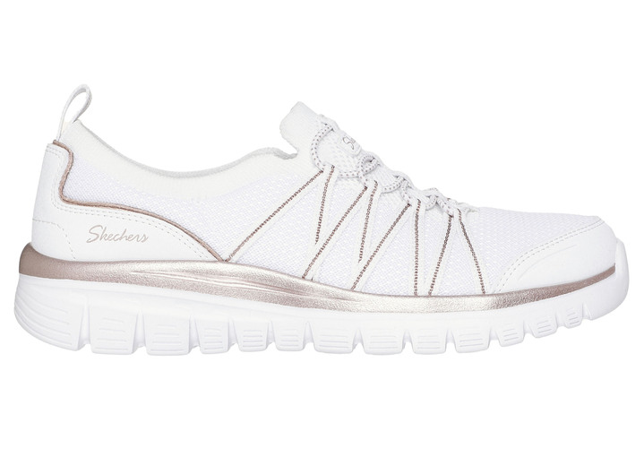 Slipper & Schnürschuhe - SKECHERS,  trendige Damen-Slipper, aus gestricktem Mesh-Material, in Größe 036 bis 042, in Farbe SCHWARZ-ROSÉGOLD Ansicht 9