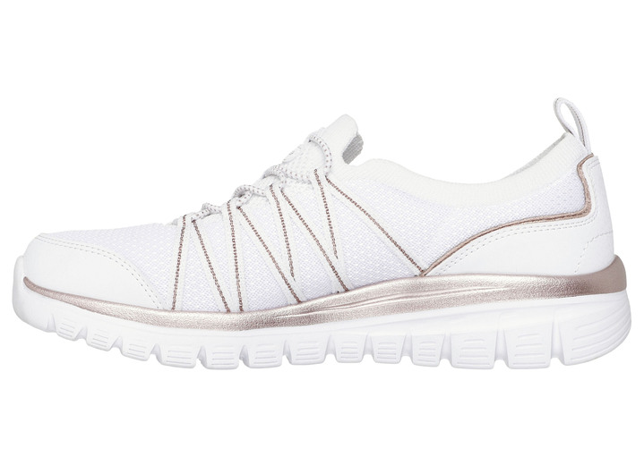 Slipper & Schnürschuhe - SKECHERS,  trendige Damen-Slipper, aus gestricktem Mesh-Material, in Größe 036 bis 042, in Farbe SCHWARZ-ROSÉGOLD Ansicht 10