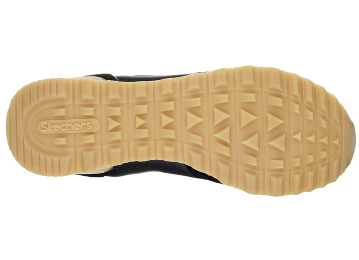 Slipper & Schnürschuhe - SKECHERS, sportliche Damen-Sneaker, aus Leder, Synthetik und Mesh, in Größe 036 bis 042, in Farbe SCHWARZ-ROSÉGOLD Ansicht 3