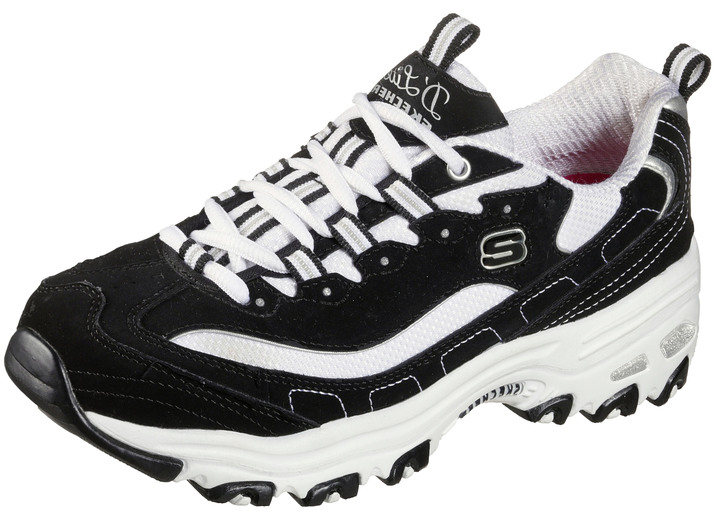 Slipper & Schnürschuhe - SKECHERS, sportliche Damen-Sneaker, mit herausnehmbarem Fußbett, in Größe 036 bis 042, in Farbe SCHWARZ-WEISS Ansicht 1