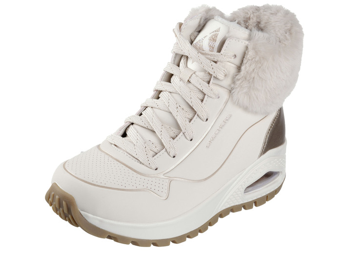 Stiefel & Stiefeletten - SKECHERS, gefütterte Damen-Boots, Winterschuhe, mit flauschigem Plüschkragen, in Größe 036 bis 041, in Farbe ECRU Ansicht 1