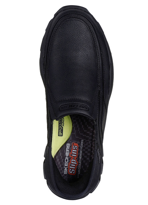 Slipper & Schnürschuhe - SKECHERS, bequeme Herren-Slipper, mit geformter Slip-Ins Fersenplatte, in Größe 040 bis 046, in Farbe SCHWARZ Ansicht 2