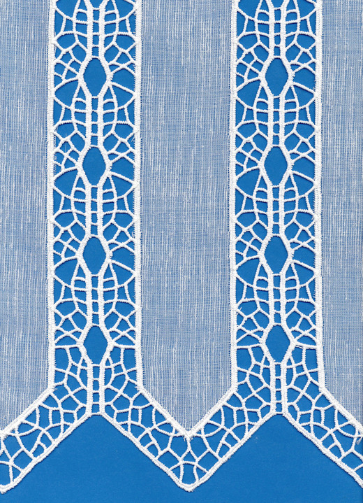 - Kurzstore mit aufwendig gearbeiteter Macramé- Spitze, in Größe 662  (30x126 cm) bis 888 (90x210 cm), in Farbe WEISS Ansicht 3