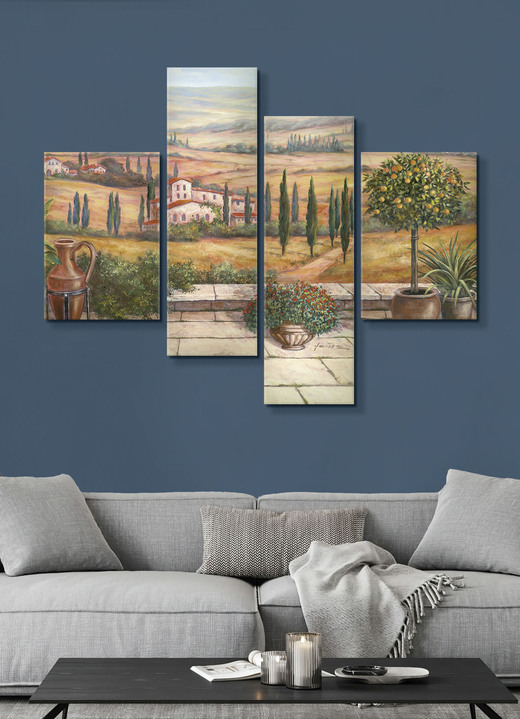 Landschaft - Bild, 4-teilig, mit dem Titel Terrasse in der Toskana, in Farbe BUNT Ansicht 1