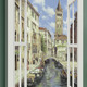 Landschaft - Hochwertiges Leinwandbild Venedig – mit weißem Fenster – Farbe WEISS-BLAU – Ansicht 1 Landschaft - Hochwertiges Leinwandbild Venedig – mit weißem Fenster, in Farbe WEISS-BLAU – Farbe WEISS-BLAU – Ansicht 1