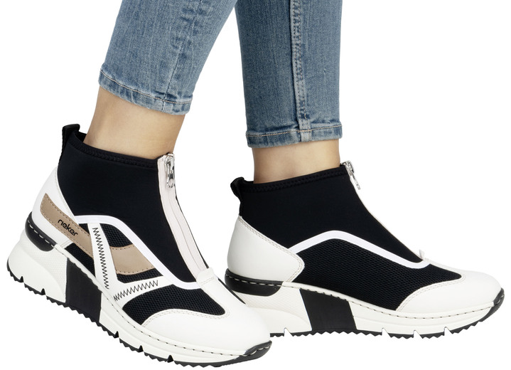 Stiefel & Stiefeletten - Rieker, stylische Damen-Boots, Weite G, mit herausnehmbarem Fußbett, in Größe 036 bis 042, in Farbe CREME-SCHWARZ-BRAUN Ansicht 8