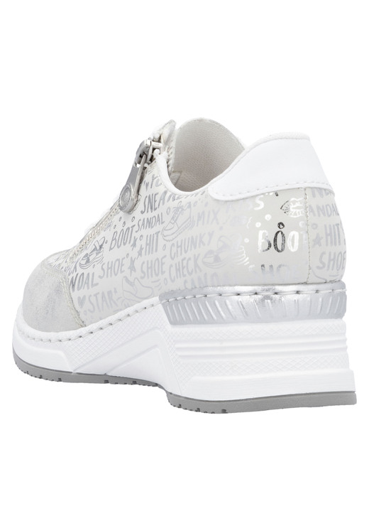 Slipper & Schnürschuhe - Rieker Schnür-Sneaker aus bedrucktem Synthetikmaterial, in Größe 036 bis 042, in Farbe HELLGRAU-SILBER Ansicht 6