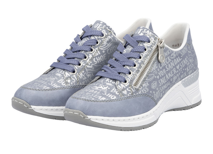 Slipper & Schnürschuhe - Rieker Schnür-Sneaker aus bedrucktem Synthetikmaterial, in Größe 036 bis 042, in Farbe HELLGRAU-SILBER Ansicht 12