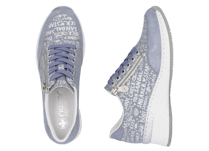 Slipper & Schnürschuhe - Rieker Schnür-Sneaker aus bedrucktem Synthetikmaterial, in Größe 036 bis 042, in Farbe HELLGRAU-SILBER Ansicht 15