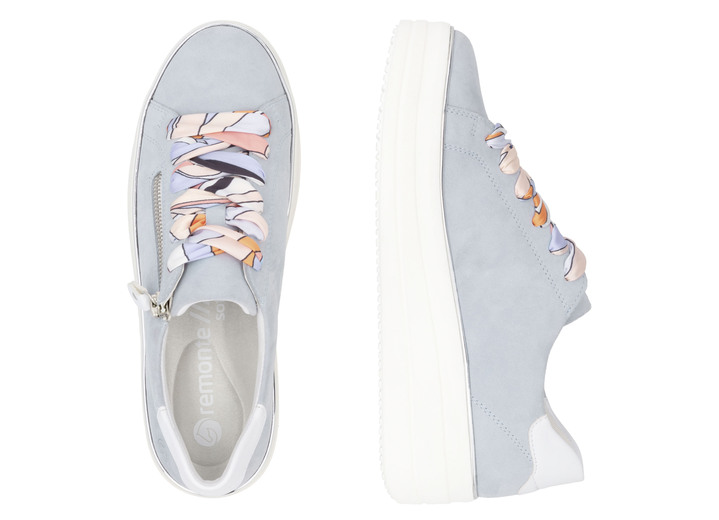 Slipper & Schnürschuhe - Remonte Sneaker mit bunter Schnürung, in Größe 036 bis 042, in Farbe BLEU-WEISS Ansicht 6